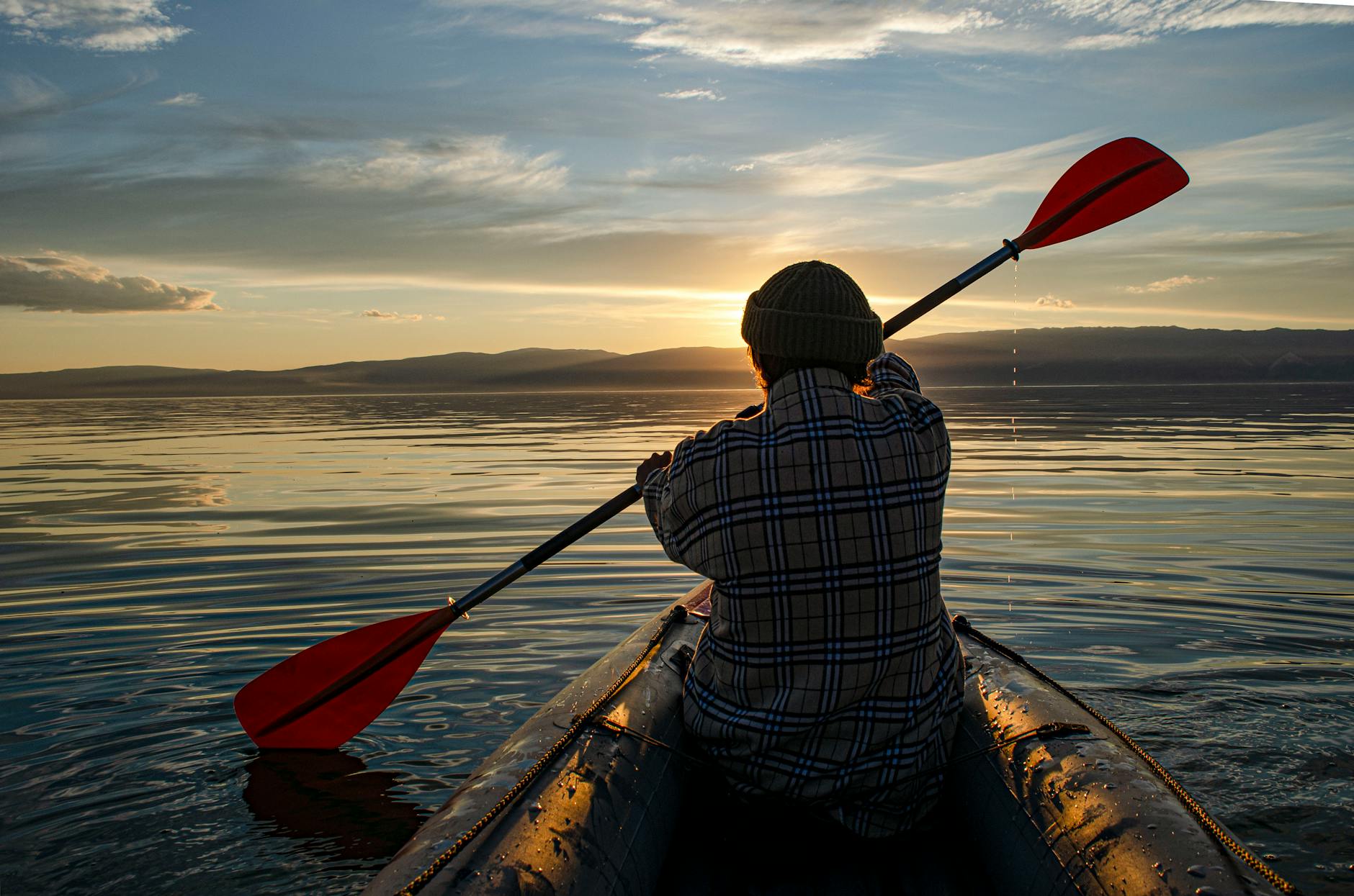 Kayaking into the sunset.